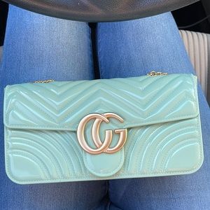 Turquoise, CG monogram with chain